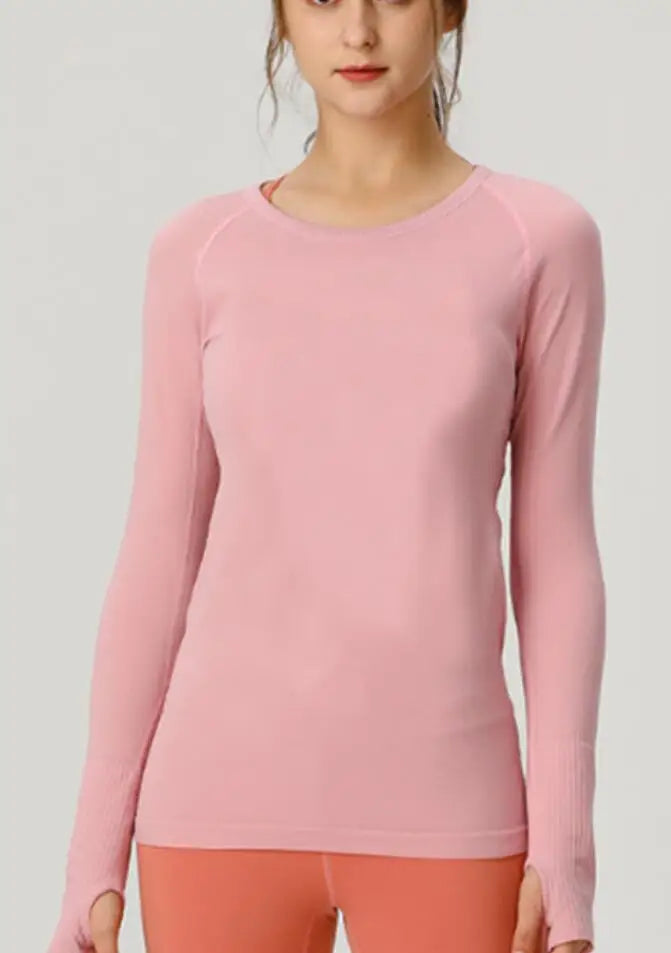 Women Long Sleeve Slim T-Shirts O Neck Causal Solid Tops Pullovers Streetwear T Shirt