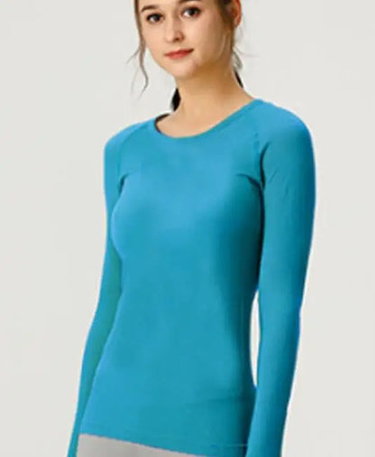 Women Long Sleeve Slim T-Shirts O Neck Causal Solid Tops Pullovers Streetwear T Shirt