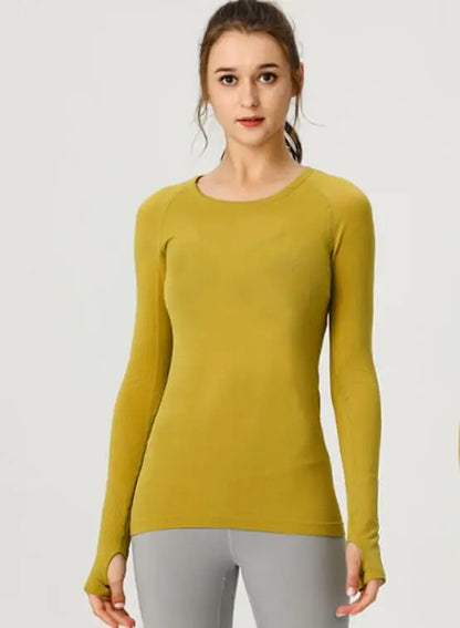 Women Long Sleeve Slim T-Shirts O Neck Causal Solid Tops Pullovers Streetwear T Shirt