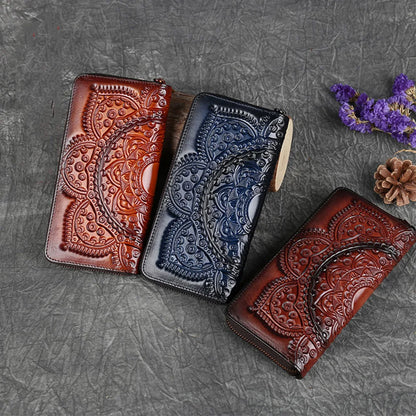 Women Long Wallet Clutch Bag Genuine Leather ID/Credit Card Cash Holder Retro Lady Female Real Cowhide Money Bags Wrist Purse