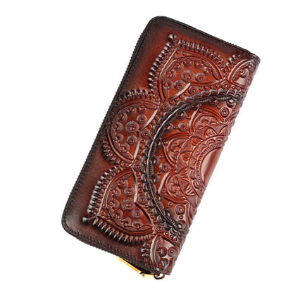 Women Long Wallet Clutch Bag Genuine Leather ID/Credit Card Cash Holder Retro Lady Female Real Cowhide Money Bags Wrist Purse