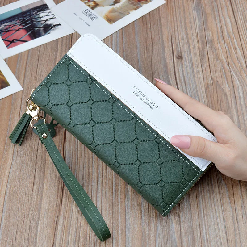 Women Long Wallet Pu Leather Card Holder Large Capacity Female Multi-function Coin Purse Clutch Money Bag Phone Wristlet Handbag