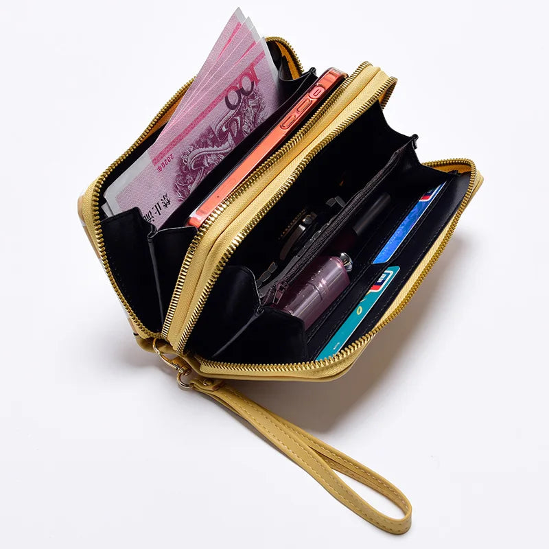 Women Long Wallet Pu Leather Card Holder Large Capacity Female Multi-function Coin Purse Clutch Money Bag Phone Wristlet Handbag