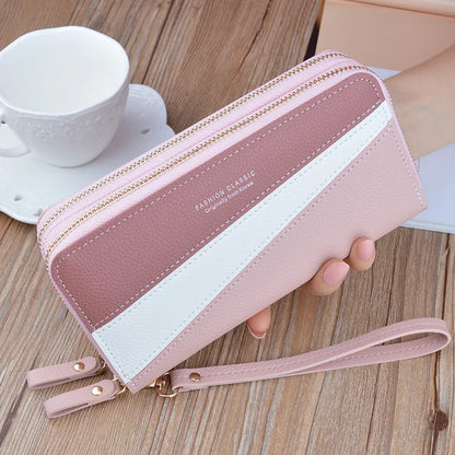 Women Long Wallet Pu Leather Card Holder Large Capacity Female Multi-function Coin Purse Clutch Money Bag Phone Wristlet Handbag