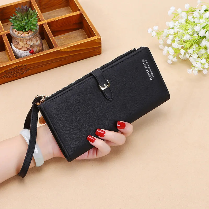 Women Long Wallet Pu Leather Card Holder Large Capacity Female Multi-function Coin Purse Clutch Money Bag Phone Wristlet Handbag