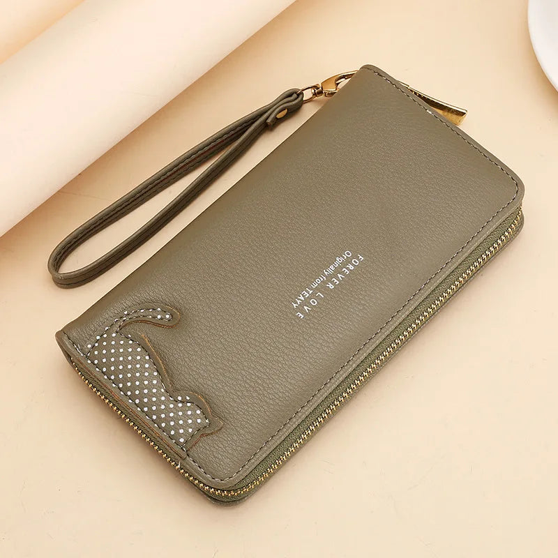 Women Long Wallet Pu Leather Card Holder Large Capacity Female Multi-function Coin Purse Clutch Money Bag Phone Wristlet Handbag