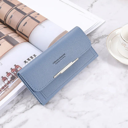 Women Long Wallet Pu Leather Card Holder Large Capacity Female Multi-function Coin Purse Clutch Money Bag Phone Wristlet Handbag