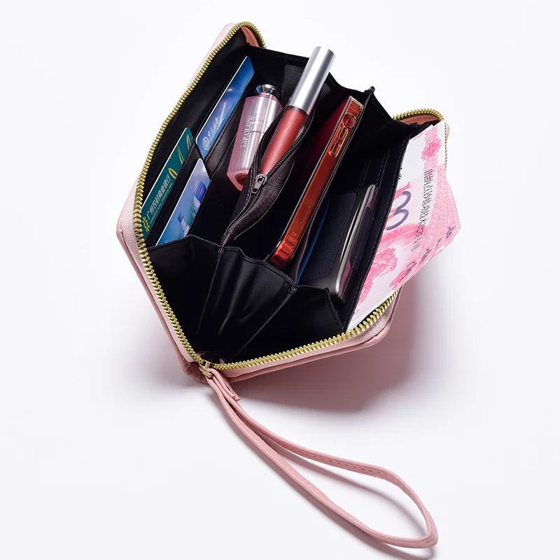 Women Long Wallet Pu Leather Card Holder Large Capacity Female Multi-function Coin Purse Clutch Money Bag Phone Wristlet Handbag