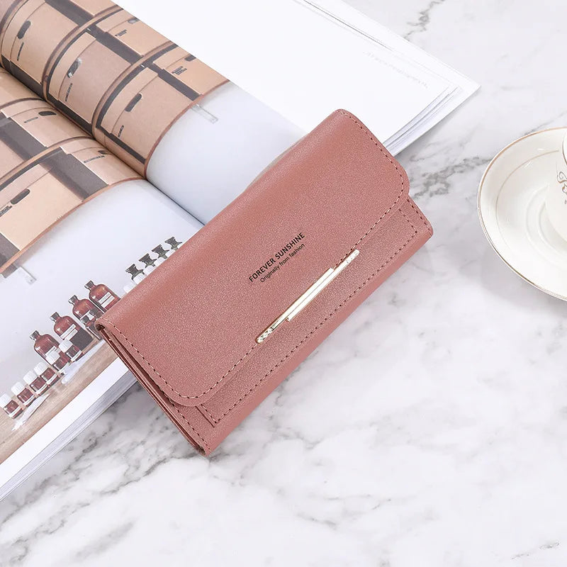 Women Long Wallet Pu Leather Card Holder Large Capacity Female Multi-function Coin Purse Clutch Money Bag Phone Wristlet Handbag