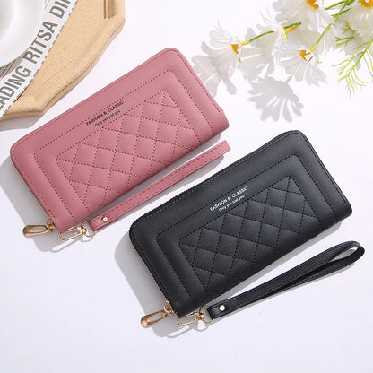Women Long Wallet Pu Leather Card Holder Large Capacity Female Multi-function Coin Purse Clutch Money Bag Phone Wristlet Handbag