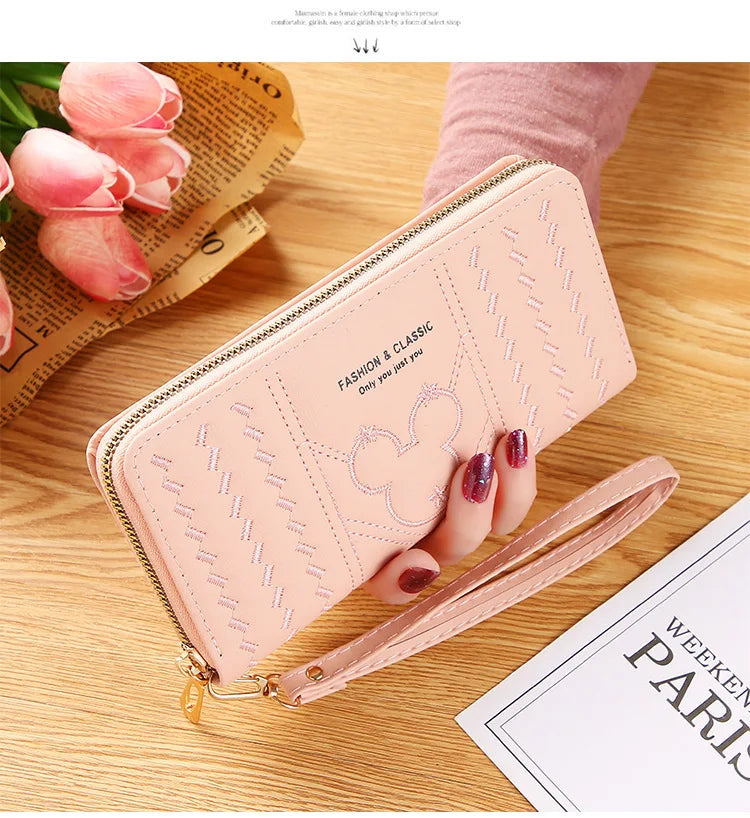 Women Long Wallet Pu Leather Card Holder Large Capacity Female Multi-function Coin Purse Clutch Money Bag Phone Wristlet Handbag