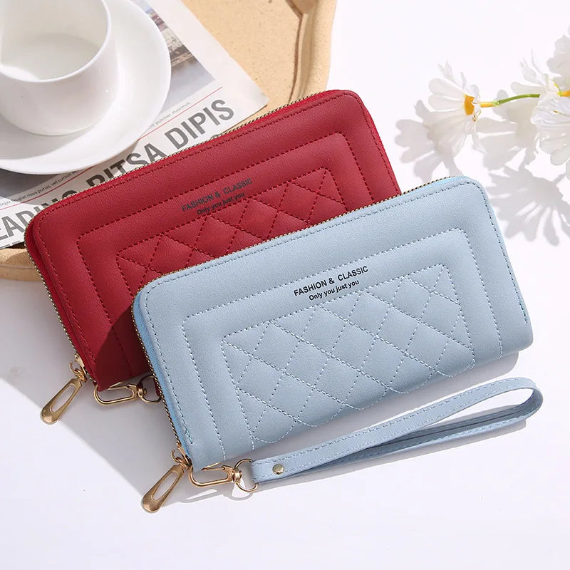 Women Long Wallet Pu Leather Card Holder Large Capacity Female Multi-function Coin Purse Clutch Money Bag Phone Wristlet Handbag