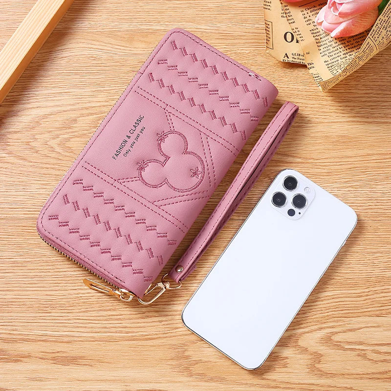 Women Long Wallet Pu Leather Card Holder Large Capacity Female Multi-function Coin Purse Clutch Money Bag Phone Wristlet Handbag