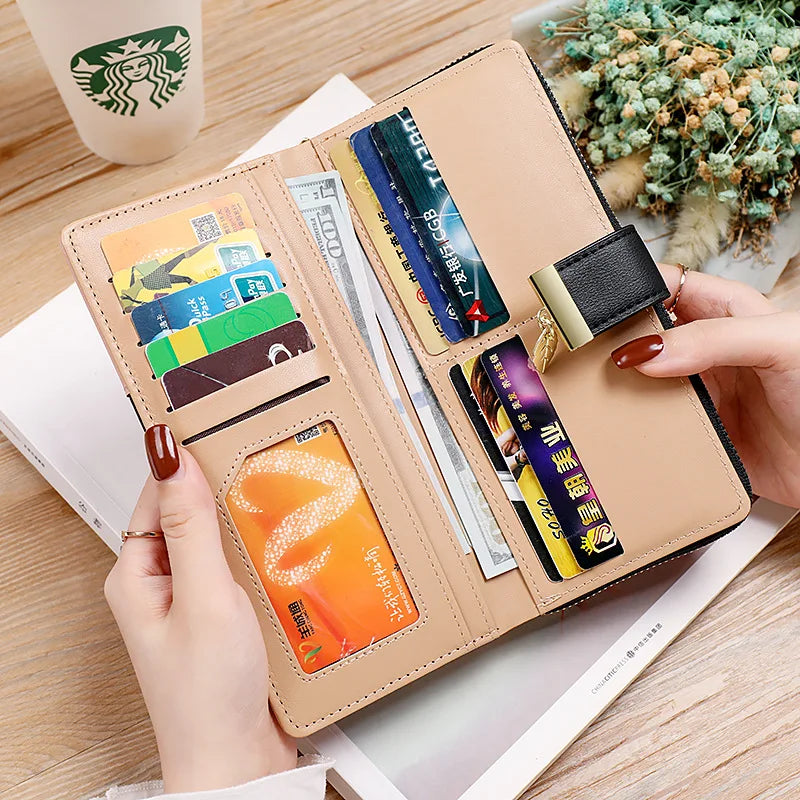Women Long Wallet Pu Leather Card Holder Large Capacity Female Multi-function Coin Purse Clutch Money Bag Phone Wristlet Handbag