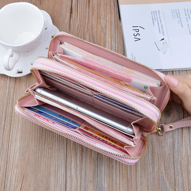 Women Long Wallet Pu Leather Card Holder Large Capacity Female Multi-function Coin Purse Clutch Money Bag Phone Wristlet Handbag