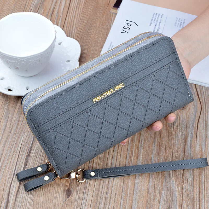 Women Long Wallet Pu Leather Card Holder Large Capacity Female Multi-function Coin Purse Clutch Money Bag Phone Wristlet Handbag