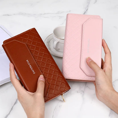 Women Long Wallet Pu Leather Card Holder Large Capacity Female Multi-function Coin Purse Clutch Money Bag Phone Wristlet Handbag