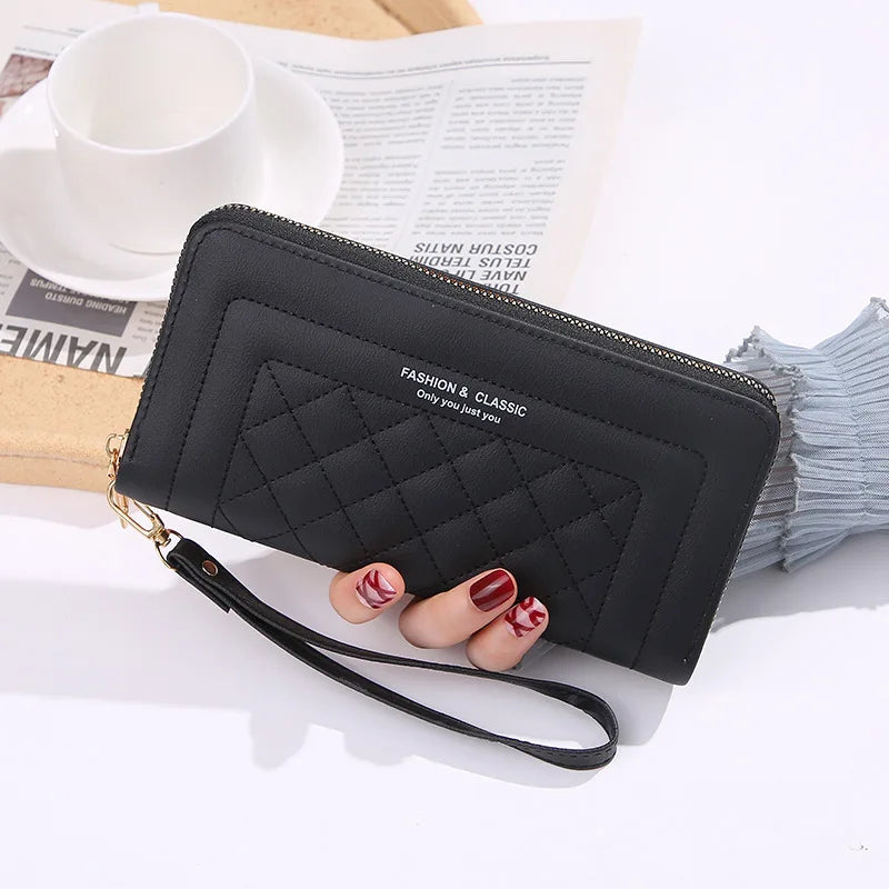 Women Long Wallet Pu Leather Card Holder Large Capacity Female Multi-function Coin Purse Clutch Money Bag Phone Wristlet Handbag