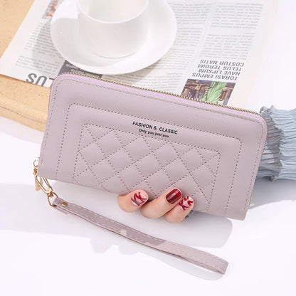 Women Long Wallet Pu Leather Card Holder Large Capacity Female Multi-function Coin Purse Clutch Money Bag Phone Wristlet Handbag