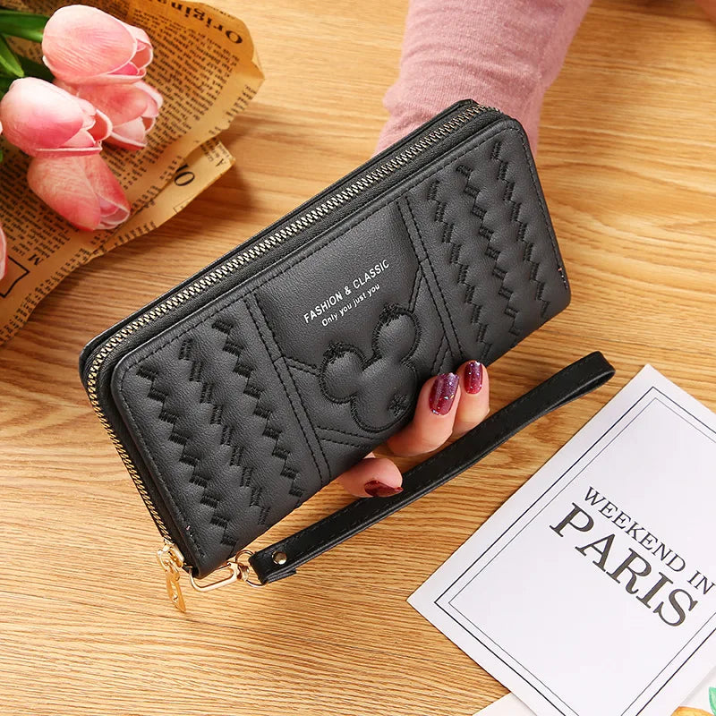Women Long Wallet Pu Leather Card Holder Large Capacity Female Multi-function Coin Purse Clutch Money Bag Phone Wristlet Handbag