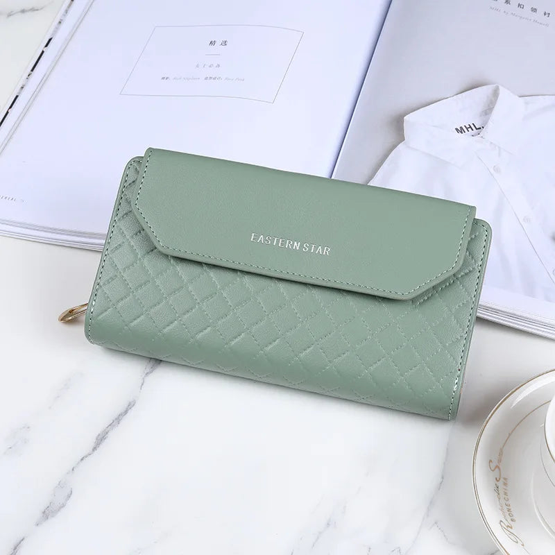 Women Long Wallet Pu Leather Card Holder Large Capacity Female Multi-function Coin Purse Clutch Money Bag Phone Wristlet Handbag