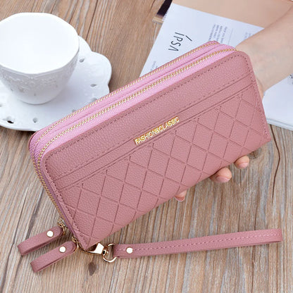 Women Long Wallet Pu Leather Card Holder Large Capacity Female Multi-function Coin Purse Clutch Money Bag Phone Wristlet Handbag