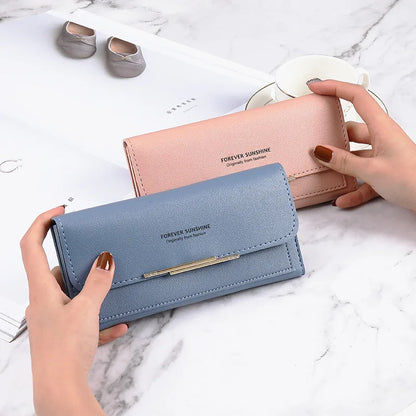 Women Long Wallet Pu Leather Card Holder Large Capacity Female Multi-function Coin Purse Clutch Money Bag Phone Wristlet Handbag