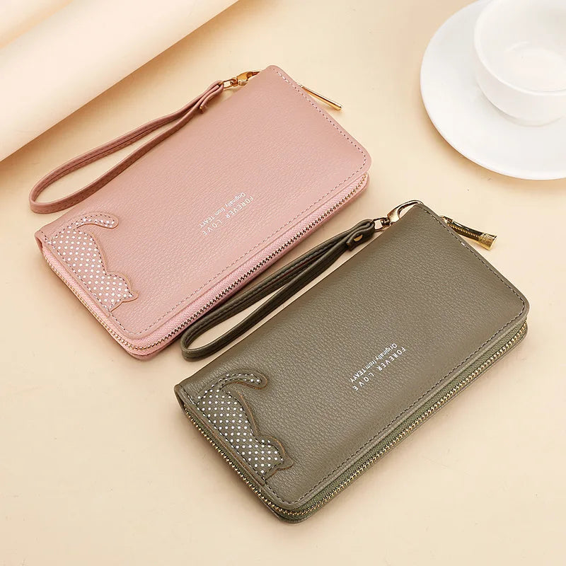 Women Long Wallet Pu Leather Card Holder Large Capacity Female Multi-function Coin Purse Clutch Money Bag Phone Wristlet Handbag