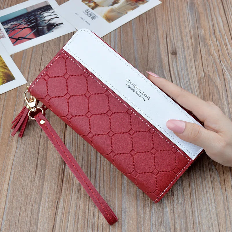 Women Long Wallet Pu Leather Card Holder Large Capacity Female Multi-function Coin Purse Clutch Money Bag Phone Wristlet Handbag