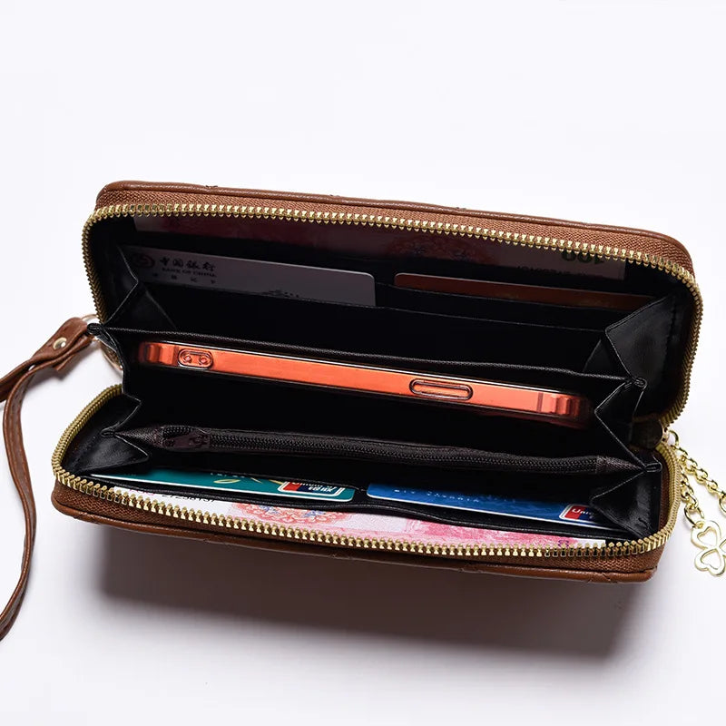 Women Long Wallet Pu Leather Card Holder Large Capacity Female Multi-function Coin Purse Clutch Money Bag Phone Wristlet Handbag