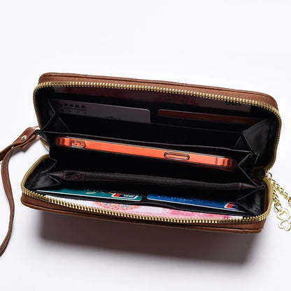 Women Long Wallet Pu Leather Card Holder Large Capacity Female Multi-function Coin Purse Clutch Money Bag Phone Wristlet Handbag