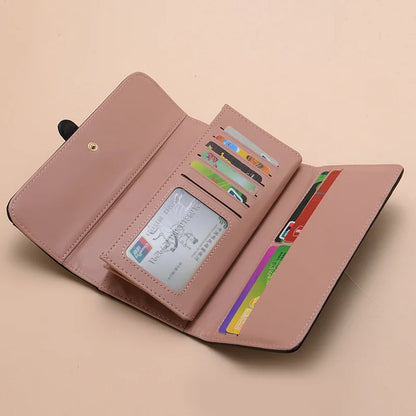 Women Long Wallet Pu Leather Card Holder Large Capacity Female Multi-function Coin Purse Clutch Money Bag Phone Wristlet Handbag