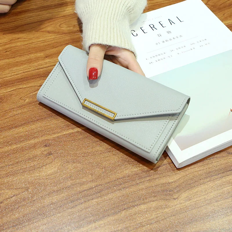 Women Long Wallet Pu Leather Card Holder Large Capacity Female Multi-function Coin Purse Clutch Money Bag Phone Wristlet Handbag