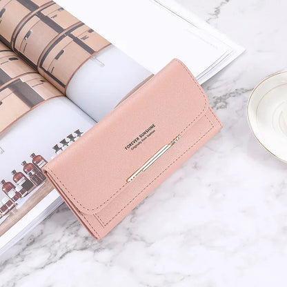 Women Long Wallet Pu Leather Card Holder Large Capacity Female Multi-function Coin Purse Clutch Money Bag Phone Wristlet Handbag