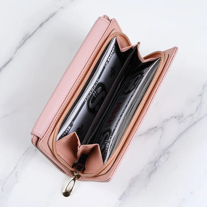 Women Long Wallet Pu Leather Card Holder Large Capacity Female Multi-function Coin Purse Clutch Money Bag Phone Wristlet Handbag