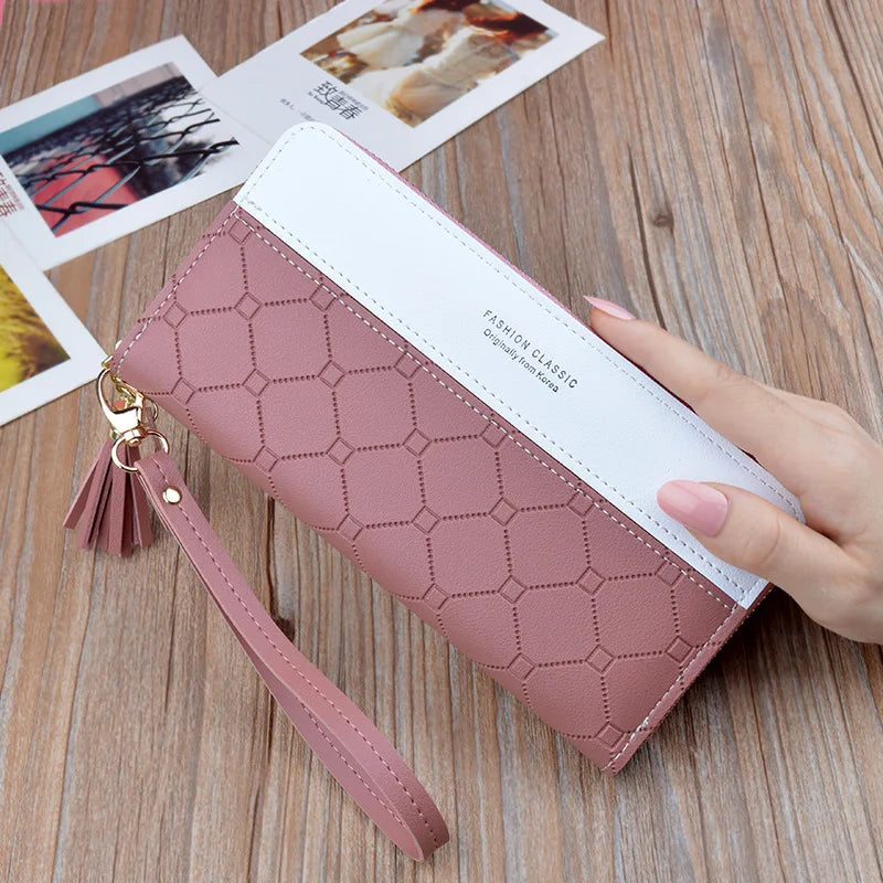Women Long Wallet Pu Leather Card Holder Large Capacity Female Multi-function Coin Purse Clutch Money Bag Phone Wristlet Handbag