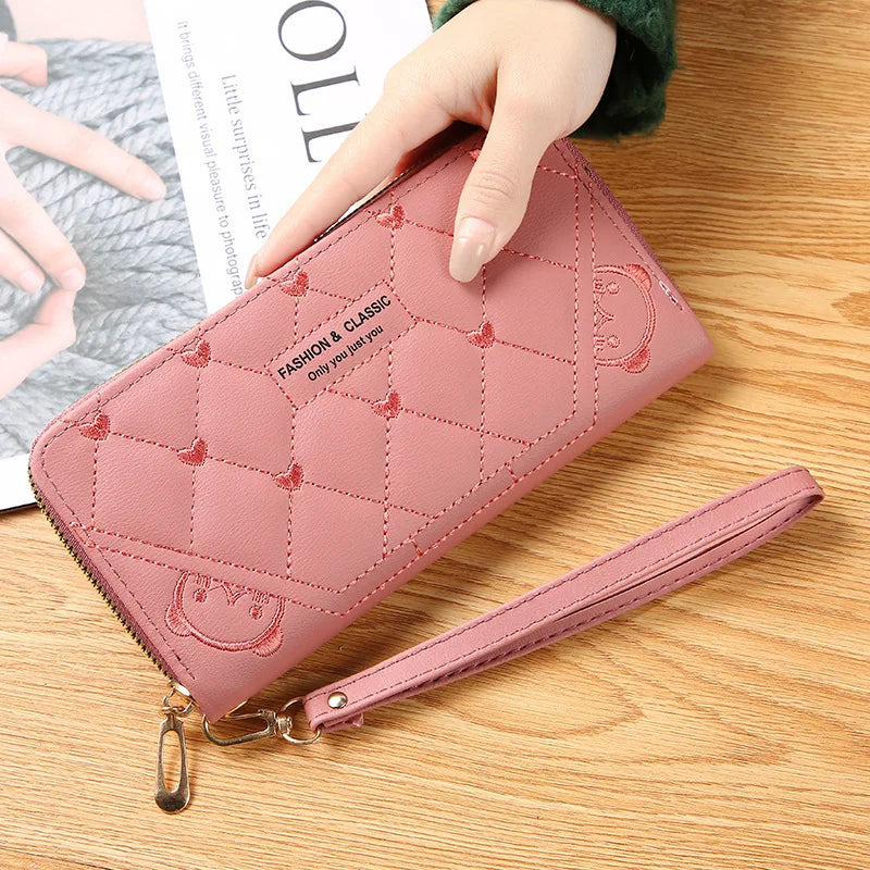 Women Long Wallet Pu Leather Card Holder Large Capacity Female Multi-function Coin Purse Clutch Money Bag Phone Wristlet Handbag
