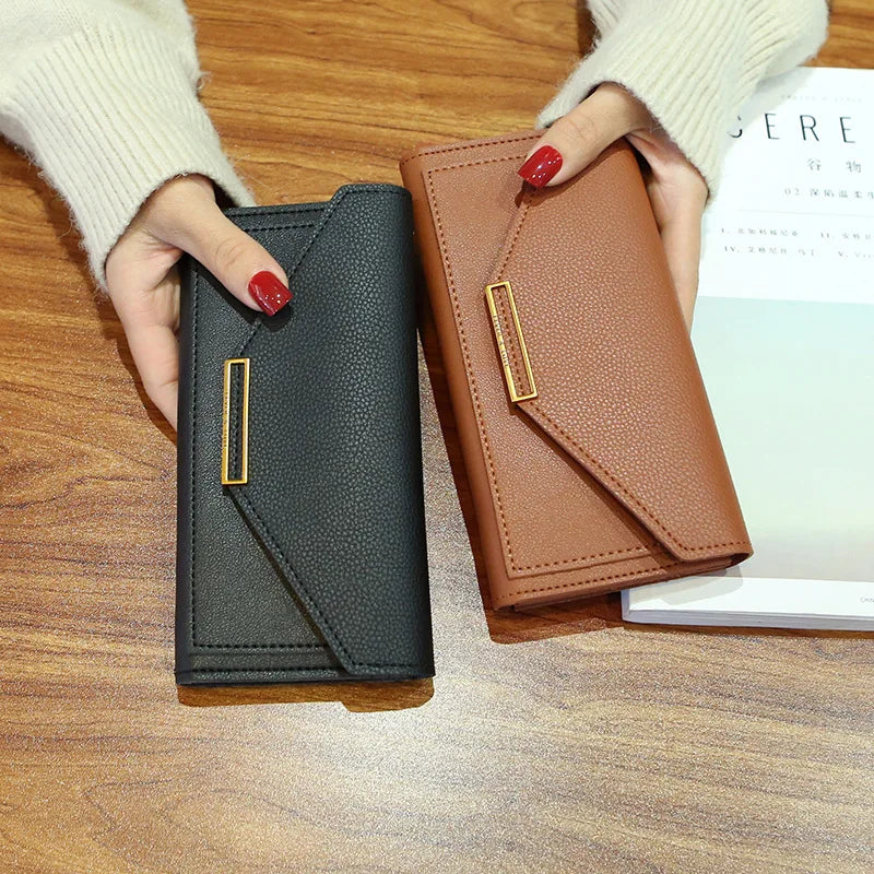 Women Long Wallet Pu Leather Card Holder Large Capacity Female Multi-function Coin Purse Clutch Money Bag Phone Wristlet Handbag