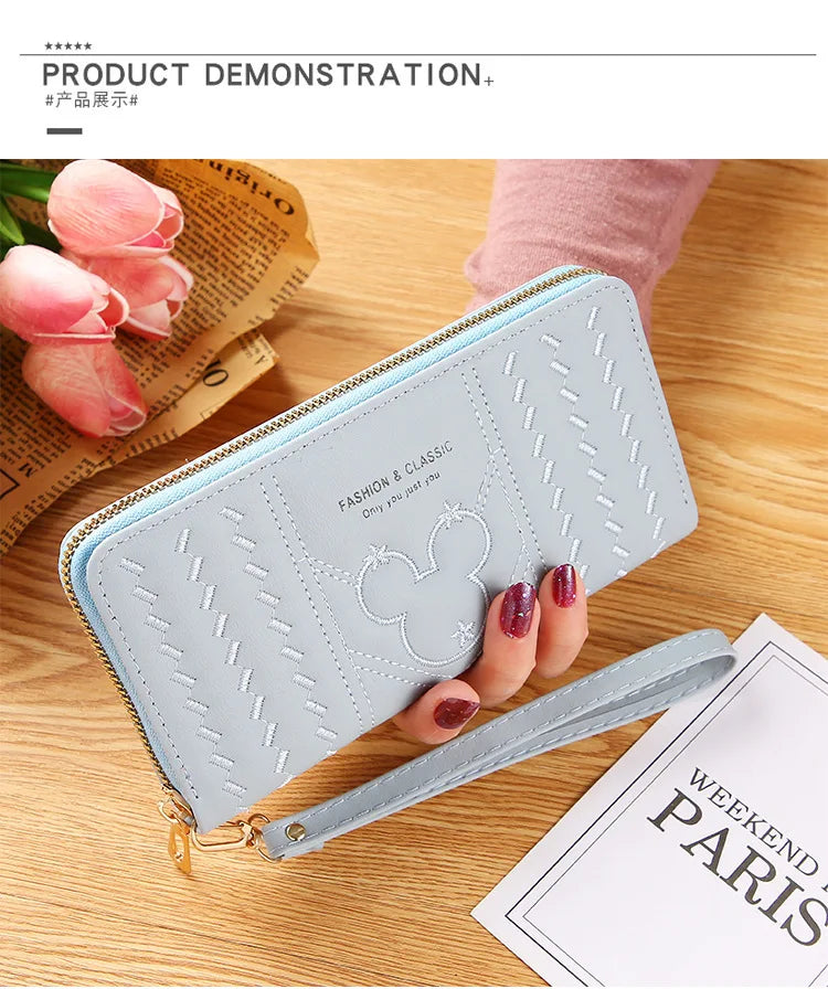 Women Long Wallet Pu Leather Card Holder Large Capacity Female Multi-function Coin Purse Clutch Money Bag Phone Wristlet Handbag