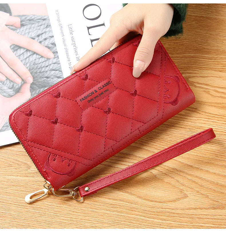 Women Long Wallet Pu Leather Card Holder Large Capacity Female Multi-function Coin Purse Clutch Money Bag Phone Wristlet Handbag