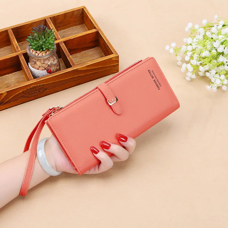 Women Long Wallet Pu Leather Card Holder Large Capacity Female Multi-function Coin Purse Clutch Money Bag Phone Wristlet Handbag