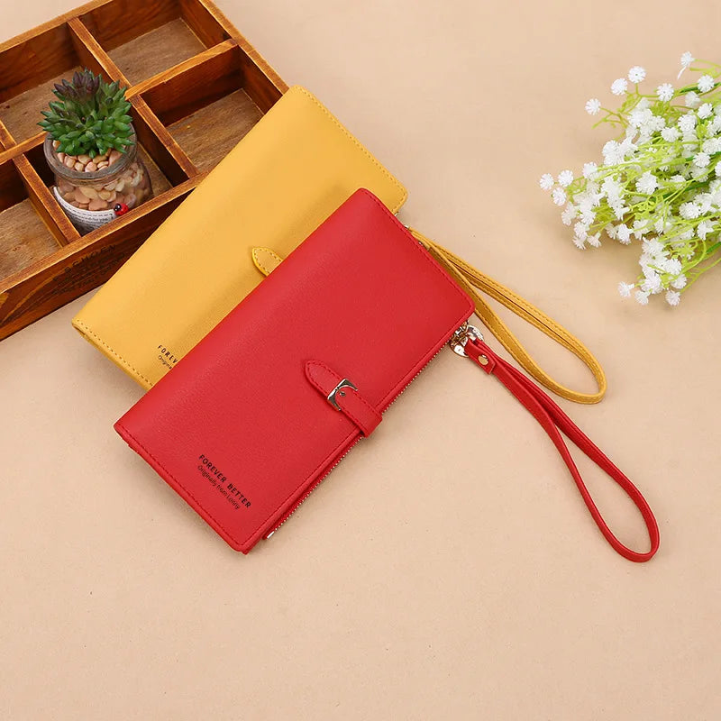 Women Long Wallet Pu Leather Card Holder Large Capacity Female Multi-function Coin Purse Clutch Money Bag Phone Wristlet Handbag