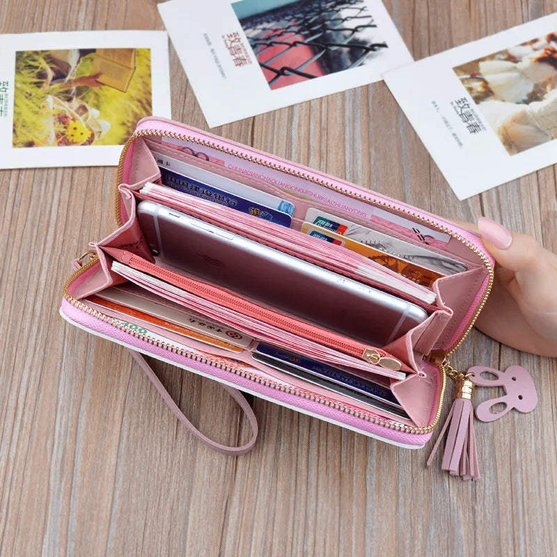 Women Long Wallet Pu Leather Card Holder Large Capacity Female Multi-function Coin Purse Clutch Money Bag Phone Wristlet Handbag