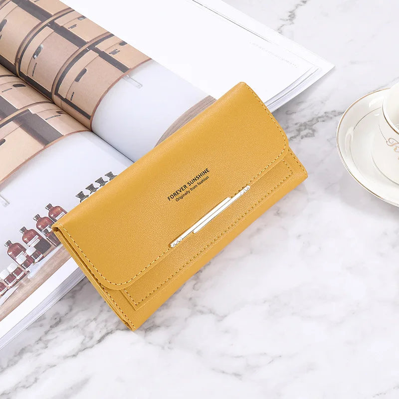 Women Long Wallet Pu Leather Card Holder Large Capacity Female Multi-function Coin Purse Clutch Money Bag Phone Wristlet Handbag