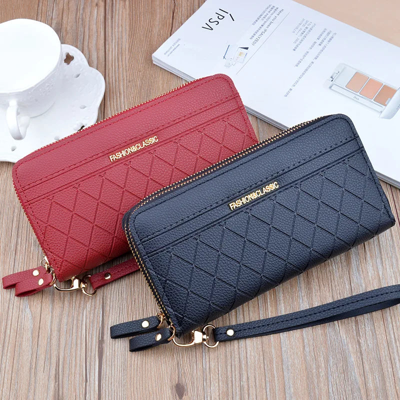 Women Long Wallet Pu Leather Card Holder Large Capacity Female Multi-function Coin Purse Clutch Money Bag Phone Wristlet Handbag