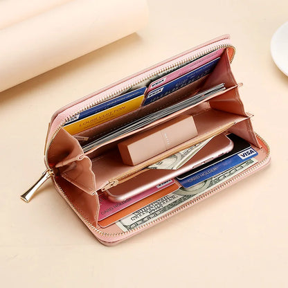 Women Long Wallet Pu Leather Card Holder Large Capacity Female Multi-function Coin Purse Clutch Money Bag Phone Wristlet Handbag