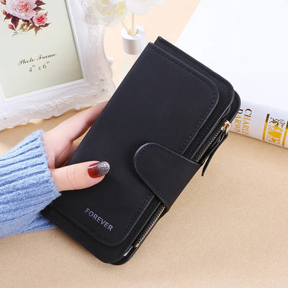 Women Long Wallet Pu Leather Card Holder Large Capacity Female Multi-function Coin Purse Clutch Money Bag Phone Wristlet Handbag