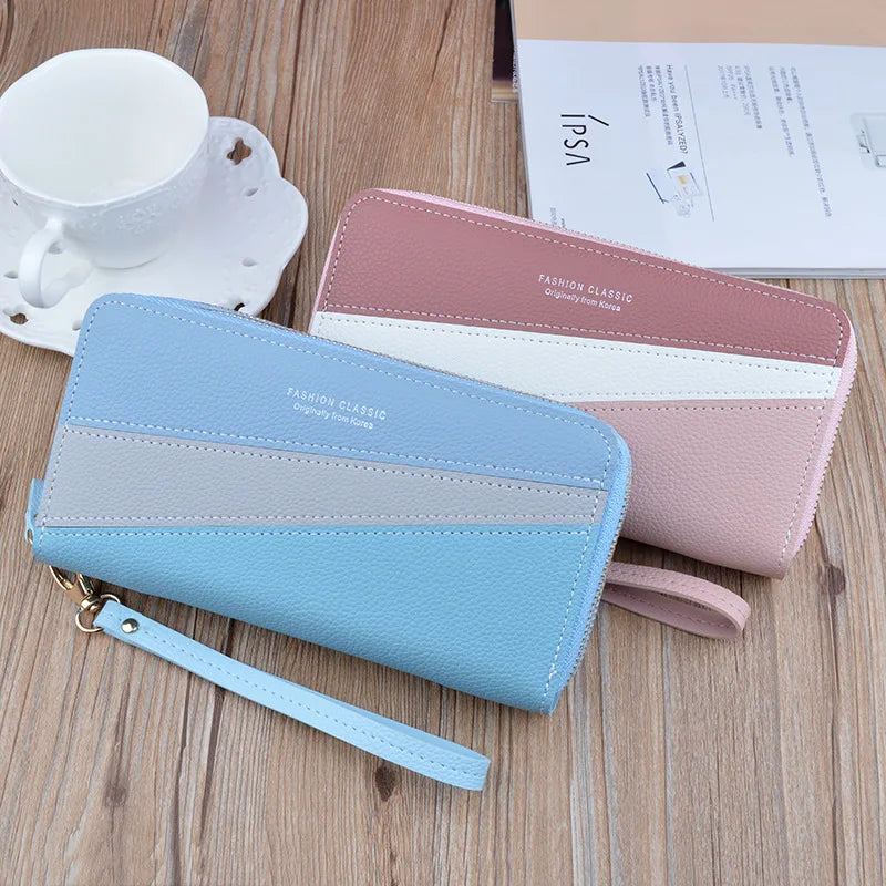 Women Long Wallet Pu Leather Card Holder Large Capacity Female Multi-function Coin Purse Clutch Money Bag Phone Wristlet Handbag