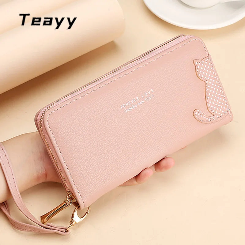 Women Long Wallet Pu Leather Card Holder Large Capacity Female Multi-function Coin Purse Clutch Money Bag Phone Wristlet Handbag
