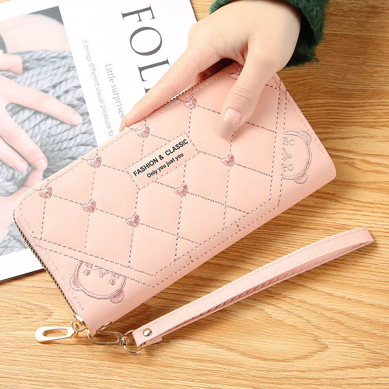 Women Long Wallet Pu Leather Card Holder Large Capacity Female Multi-function Coin Purse Clutch Money Bag Phone Wristlet Handbag